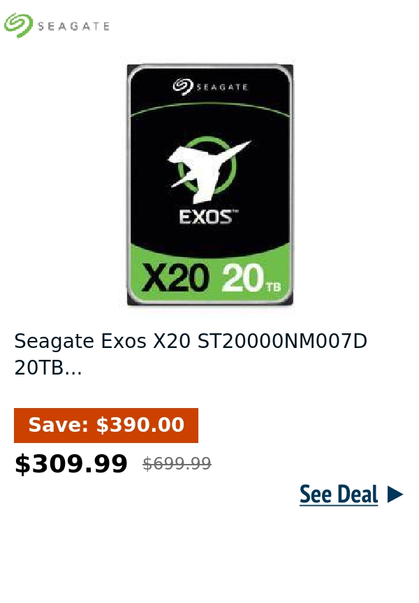 Seagate Exos X20 ST20000NM007D 20TB...