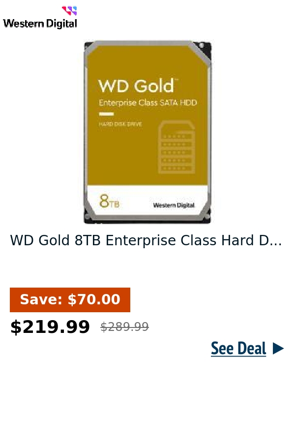 WD Gold 8TB Enterprise Class Hard D...