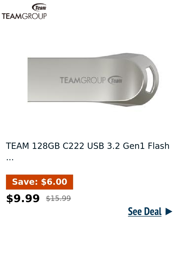 TEAM 128GB C222 USB 3.2 Gen1 Flash ...