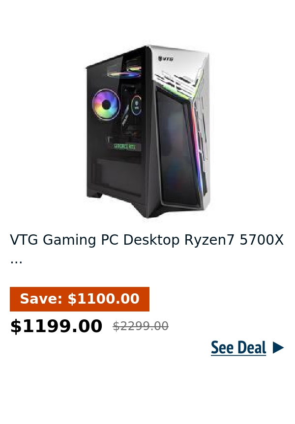 VTG Gaming PC Desktop Ryzen7 5700X ...