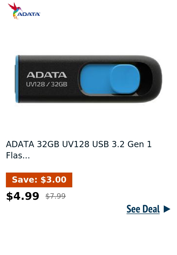 ADATA 32GB UV128 USB 3.2 Gen 1 Flas...