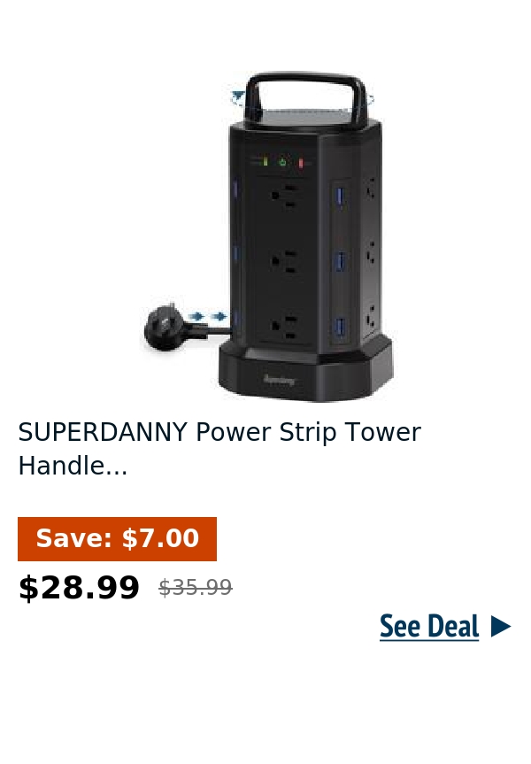 SUPERDANNY Power Strip Tower Handle...