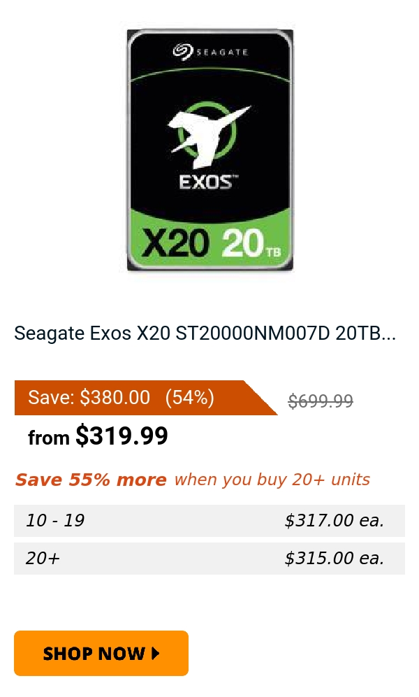 Seagate Exos X20 ST20000NM007D 20TB...