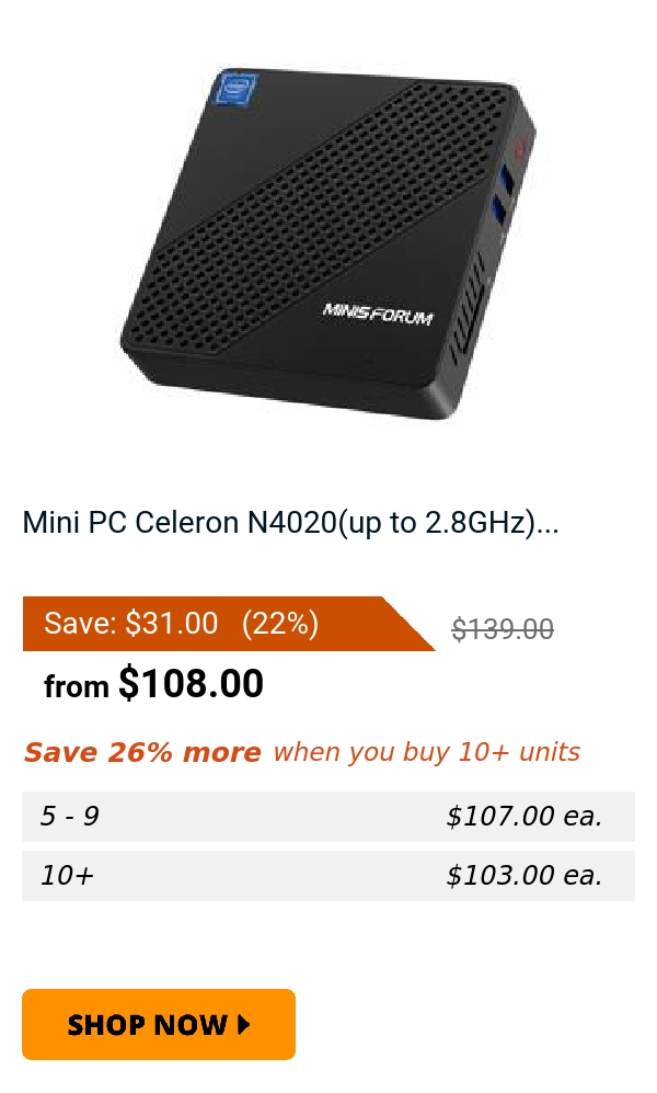 Mini PC Celeron N4020(up to 2.8GHz)...