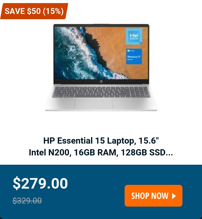 HP Essential 15 Laptop, 15.6