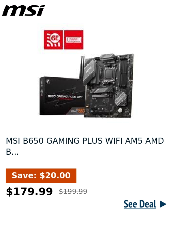 MSI B650 GAMING PLUS WIFI AM5 AMD B...