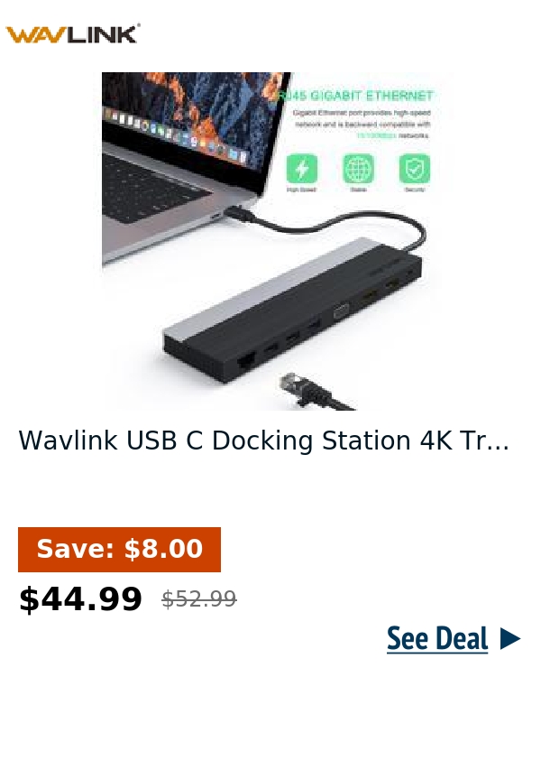 Wavlink USB C Docking Station 4K Tr...