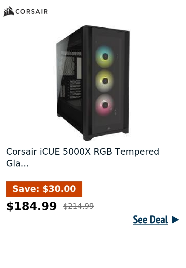 Corsair iCUE 5000X RGB Tempered Gla...