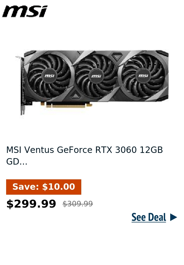 MSI Ventus GeForce RTX 3060 12GB GD...