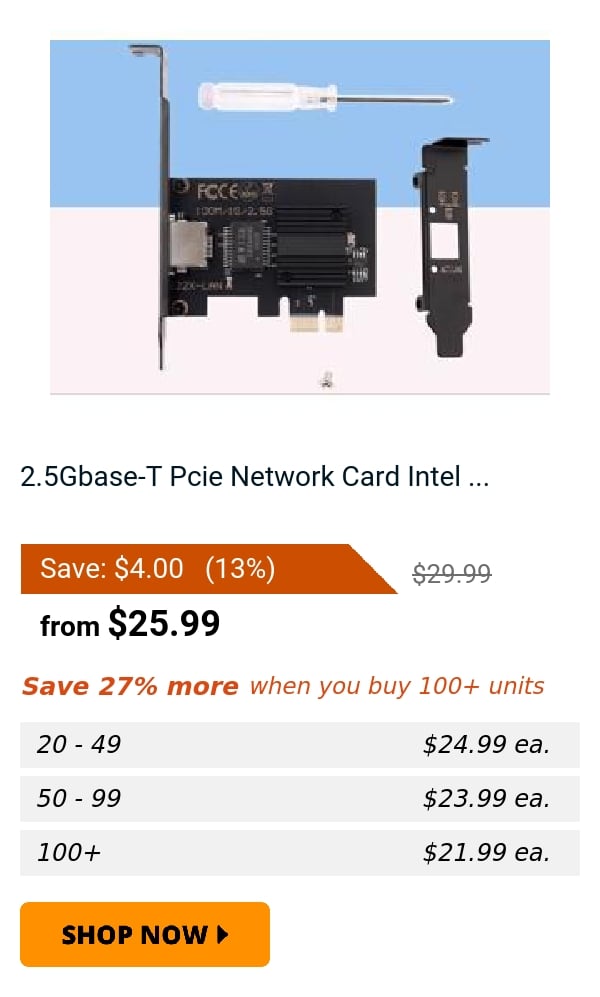 2.5Gbase-T Pcie Network Card Intel ...