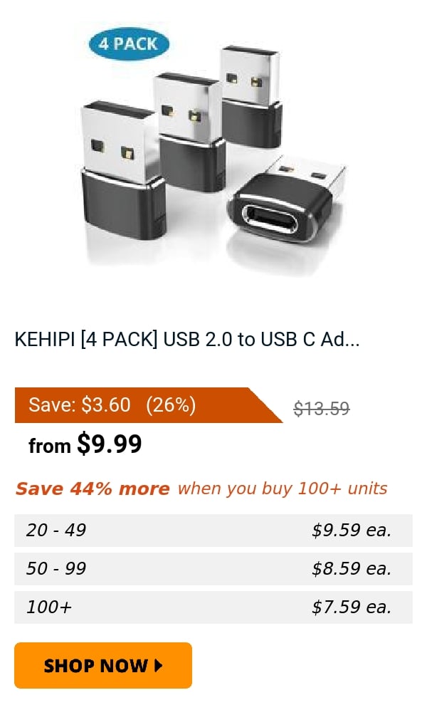 KEHIPI [4 PACK] USB 2.0 to USB C Ad...