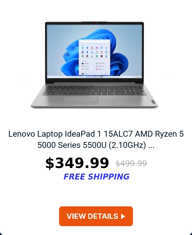 Lenovo Laptop IdeaPad 1 15ALC7 AMD Ryzen 5 5000 Series 5500U (2.10GHz) ...
