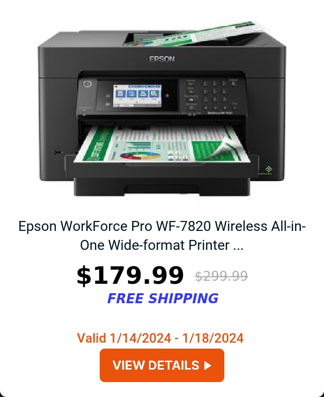 Epson WorkForce Pro WF-7820 Wireless All-in-One Wide-format Printer ...
