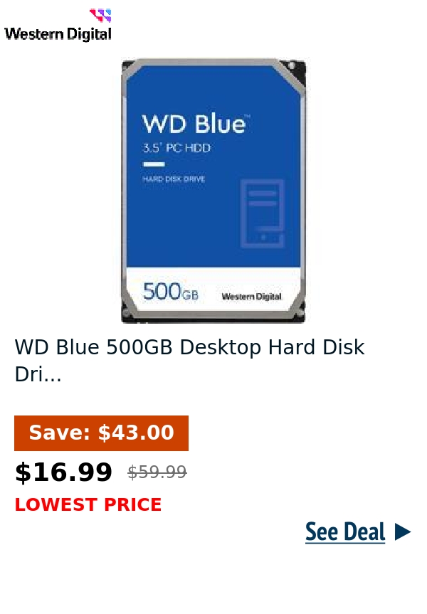 WD Blue 500GB Desktop Hard Disk Dri...