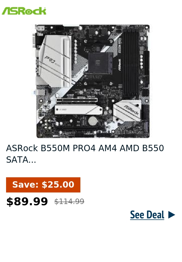 ASRock B550M PRO4 AM4 AMD B550 SATA...