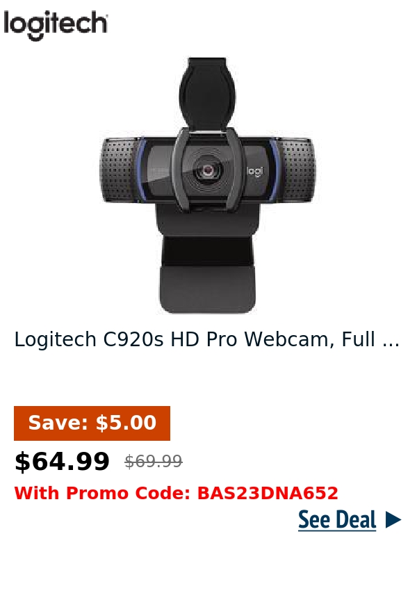 Logitech C920s HD Pro Webcam, Full ...
