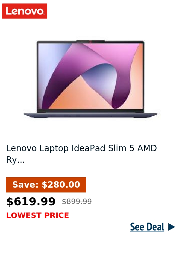 Lenovo Laptop IdeaPad Slim 5 AMD Ry...