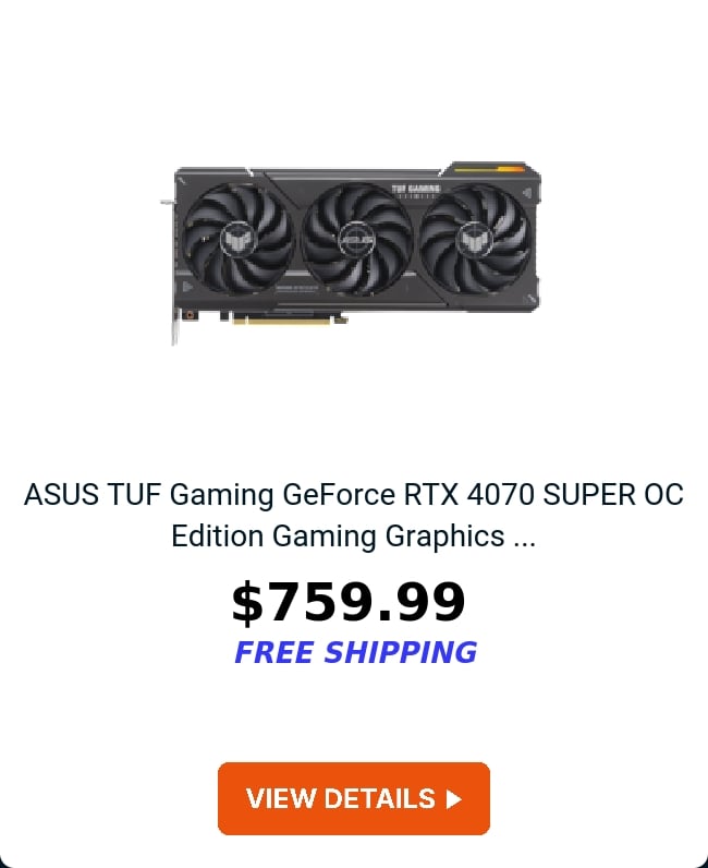 ASUS TUF Gaming GeForce RTX 4070 SUPER OC Edition Gaming Graphics ...