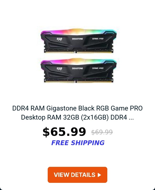 DDR4 RAM Gigastone Black RGB Game PRO Desktop RAM 32GB (2x16GB) DDR4 ...