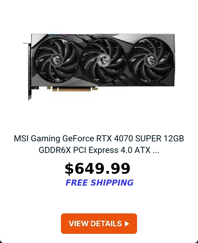 MSI Gaming GeForce RTX 4070 SUPER 12GB GDDR6X PCI Express 4.0 ATX ...