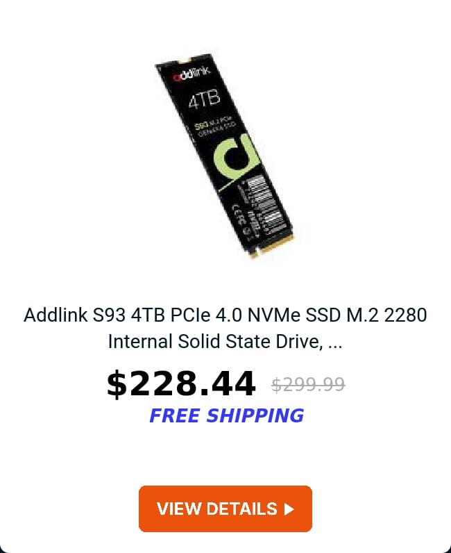 Addlink S93 4TB PCIe 4.0 NVMe SSD M.2 2280 Internal Solid State Drive, ...