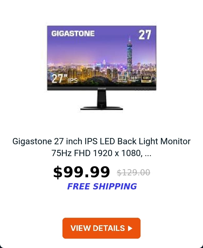 Gigastone 27 inch IPS LED Back Light Monitor 75Hz FHD 1920 x 1080, ...