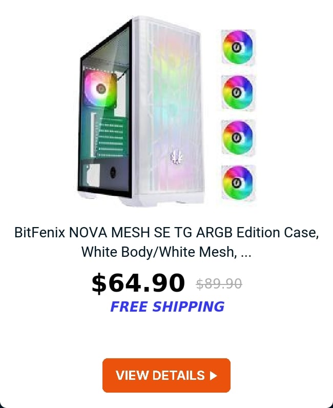 BitFenix NOVA MESH SE TG ARGB Edition Case, White Body/White Mesh, ...