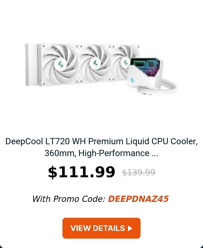 DeepCool LT720 WH Premium Liquid CPU Cooler, 360mm, High-Performance ...