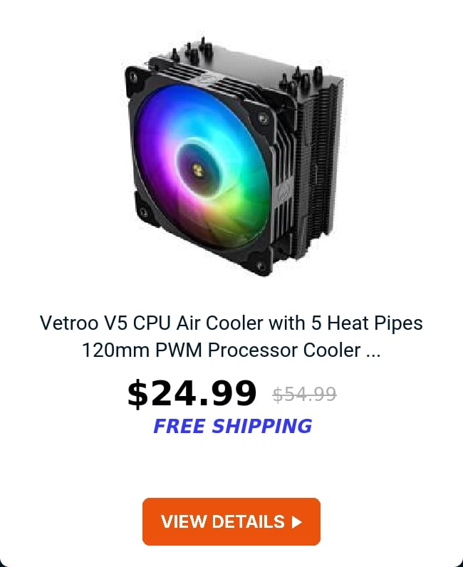 Vetroo V5 CPU Air Cooler with 5 Heat Pipes 120mm PWM Processor Cooler ...