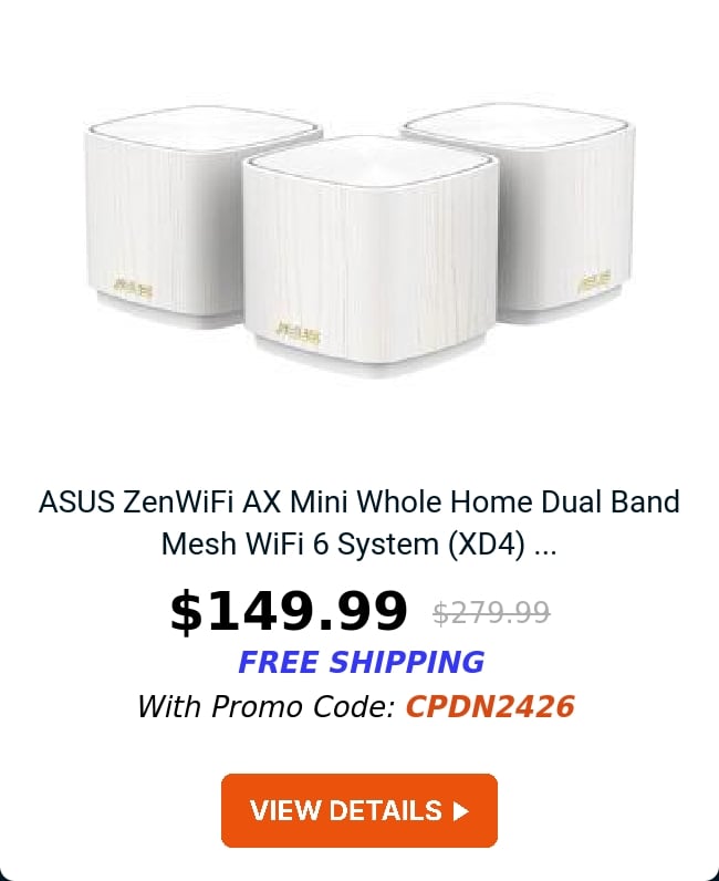 ASUS ZenWiFi AX Mini Whole Home Dual Band Mesh WiFi 6 System (XD4) ...