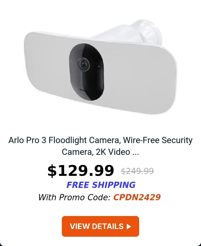 Arlo Pro 3 Floodlight Camera, Wire-Free Security Camera, 2K Video ...