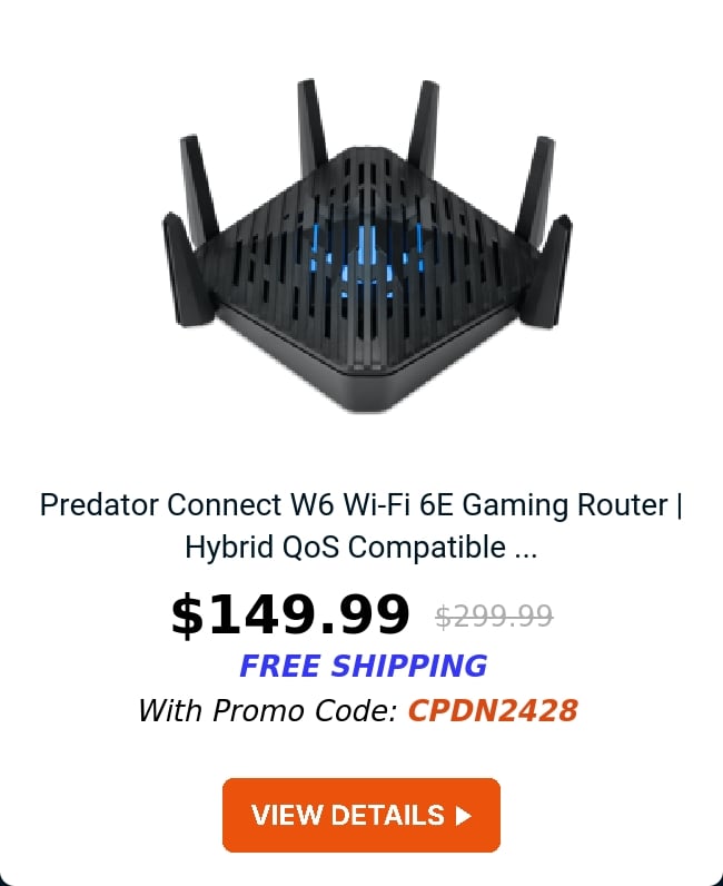 Predator Connect W6 Wi-Fi 6E Gaming Router | Hybrid QoS Compatible ...