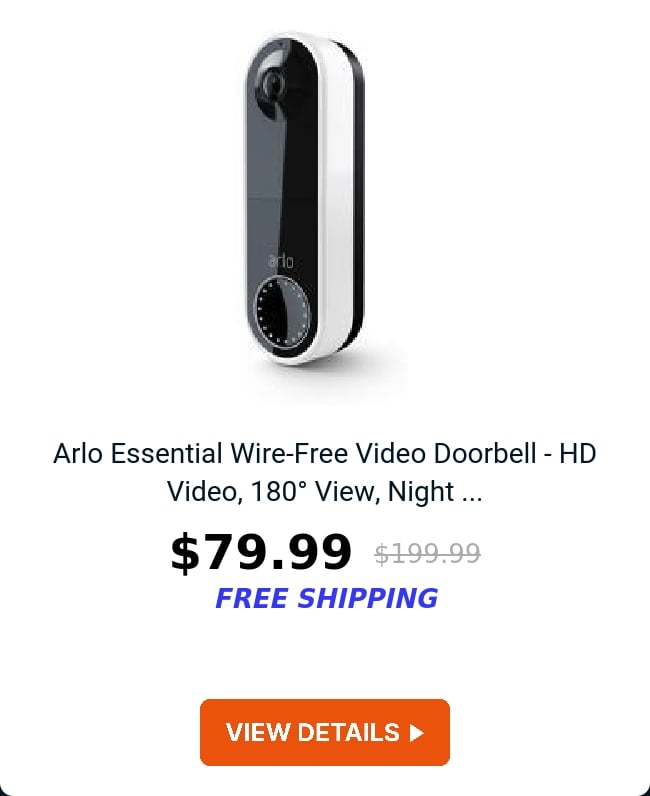 Arlo Essential Wire-Free Video Doorbell - HD Video, 180° View, Night ...