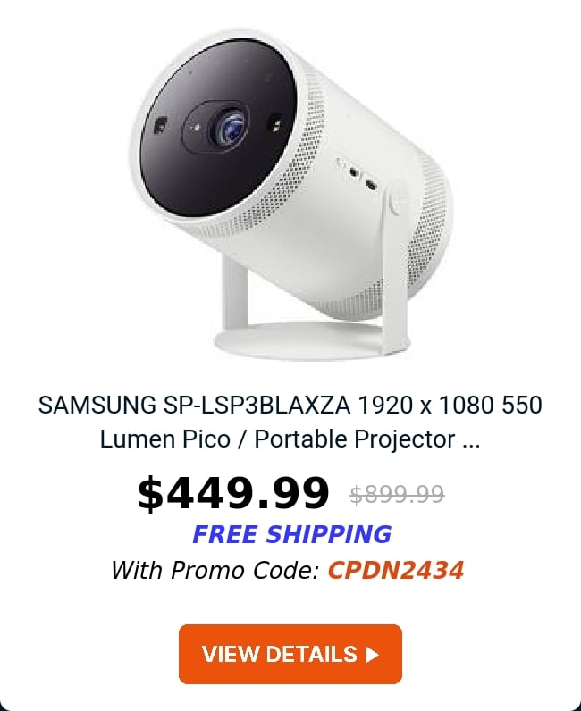 SAMSUNG SP-LSP3BLAXZA 1920 x 1080 550 Lumen Pico / Portable Projector ...