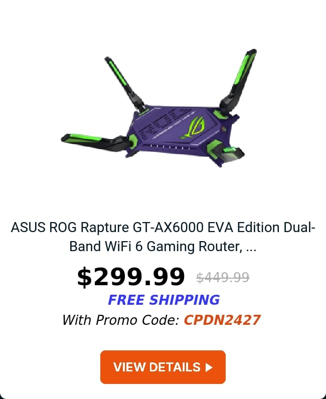 ASUS ROG Rapture GT-AX6000 EVA Edition Dual-Band WiFi 6 Gaming Router, ...