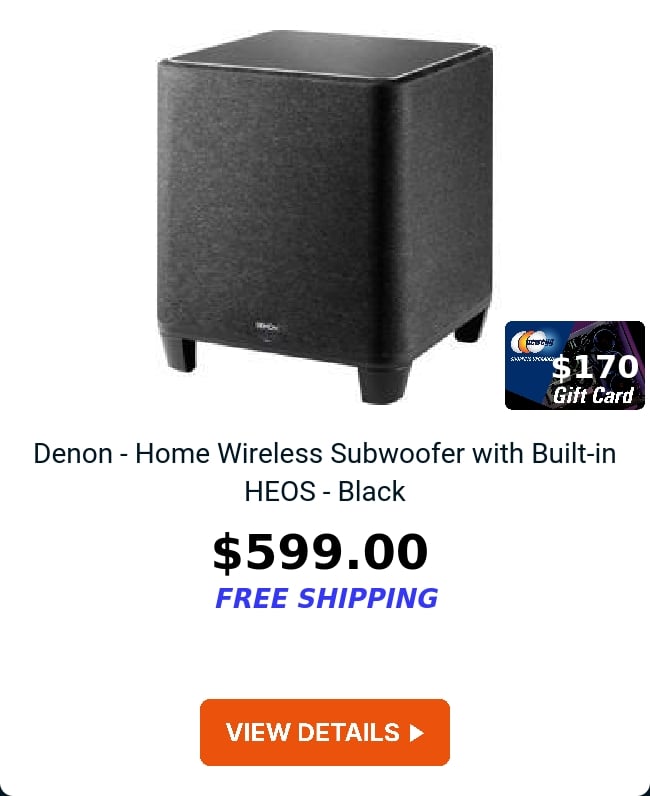 Denon - Home Wireless Subwoofer with Built-in HEOS - Black 