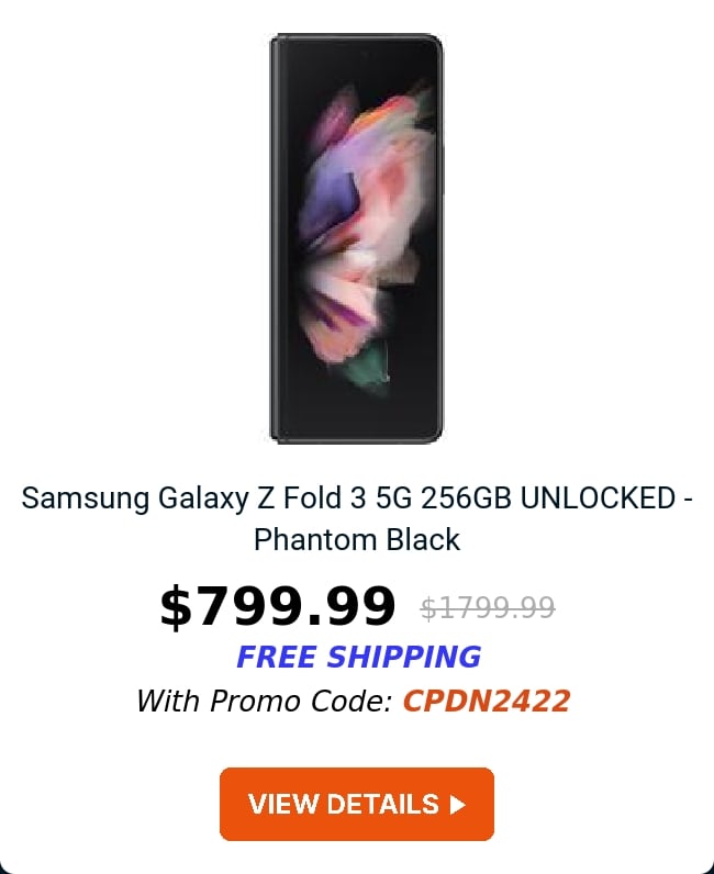 Samsung Galaxy Z Fold 3 5G 256GB UNLOCKED - Phantom Black 