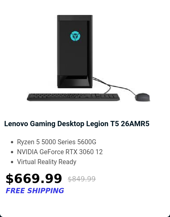 Lenovo Gaming Desktop Legion T5 26AMR5 