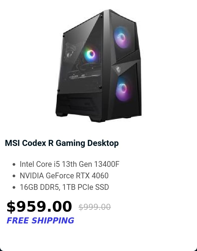 MSI Codex R Gaming Desktop 