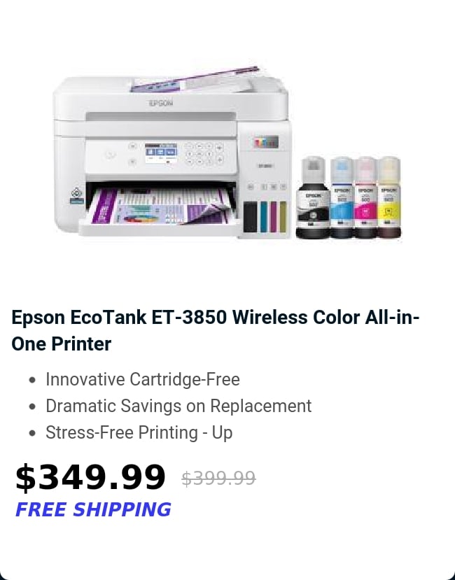 Epson EcoTank ET-3850 Wireless Color All-in-One Printer 