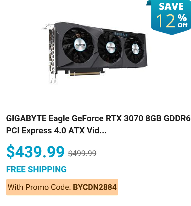 GIGABYTE Eagle GeForce RTX 3070 8GB GDDR6 PCI Express 4.0 ATX