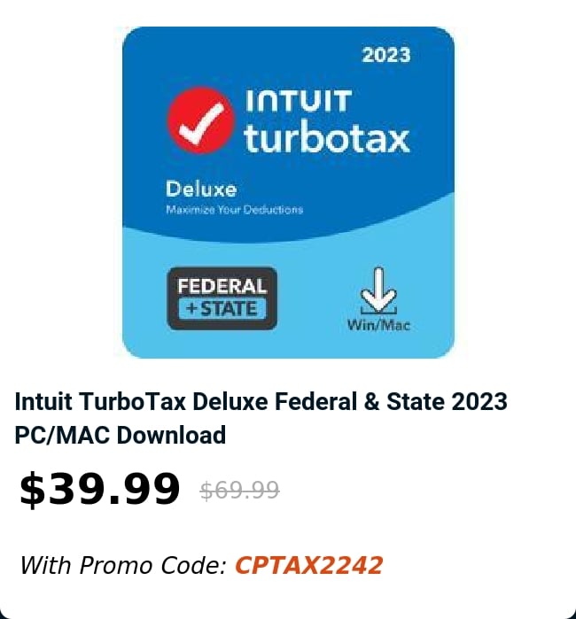 Intuit TurboTax Deluxe Federal & State 2023 PC/MAC Download 