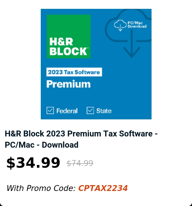 H&R Block 2023 Premium Tax Software - PC/Mac - Download 