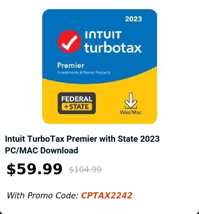 Intuit TurboTax Premier with State 2023 PC/MAC Download 