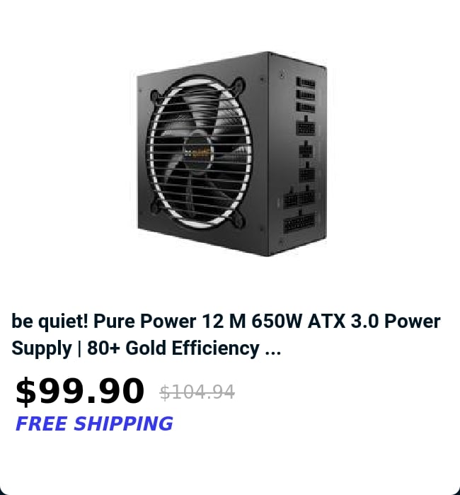 be quiet! Pure Power 12 M 650W ATX 3.0 Power Supply | 80+ Gold Efficiency ...