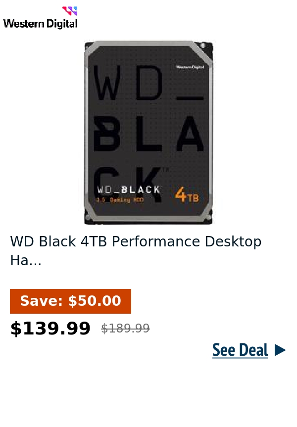 WD Black 4TB Performance Desktop Ha...