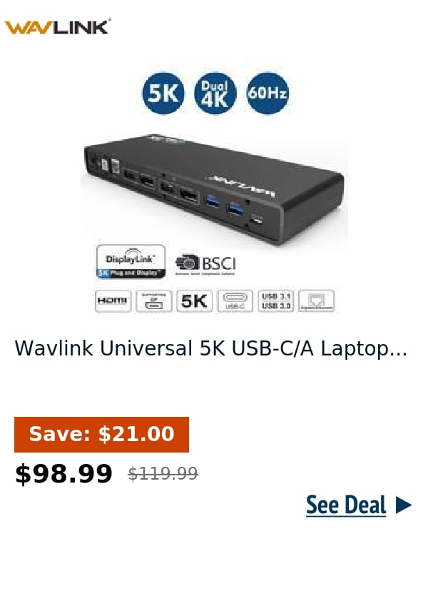 Wavlink Universal 5K USB-C/A Laptop...