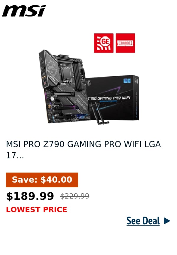 MSI PRO Z790 GAMING PRO WIFI LGA 17...