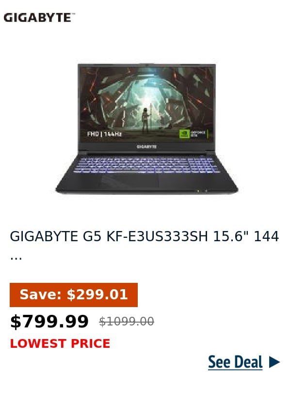 GIGABYTE G5 KF-E3US333SH 15.6