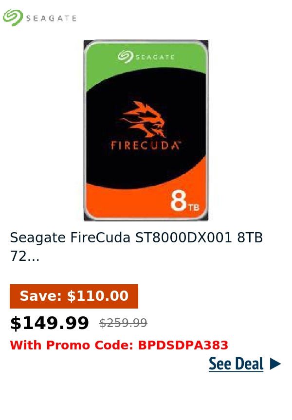 Seagate FireCuda ST8000DX001 8TB 72...